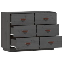 Berkfield Home Sideboard Grey 100x40x75 cm Solid Wood Pine - Size: 100 x 40 x 75 cm - thumbnail 6