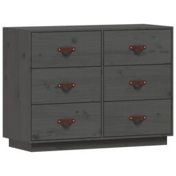 Berkfield Home Sideboard Grey 100x40x75 cm Solid Wood Pine - Size: 100 x 40 x 75 cm - thumbnail 2