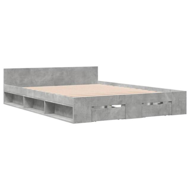 Berkfield Home Modern Bed Frame with Drawers without Mattress Concrete Grey 140x - image 1