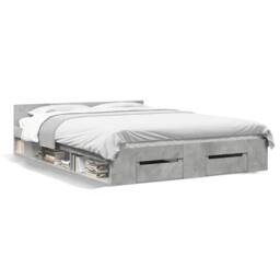 Berkfield Home Modern Bed Frame with Drawers without Mattress Concrete Grey 140x - thumbnail 3