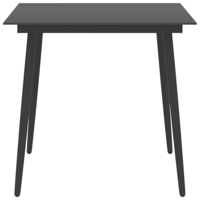 Berkfield Home Garden Dining Table Black 80x80x74 cm Steel & Glass - Size: 80 x 80 x 74 cm - image 1