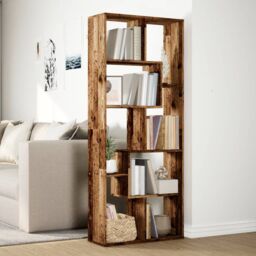 Berkfield Home Room Divider Bookcase Old Wood 67x25x161.5 cm Engineered Wood in Brown - thumbnail 4