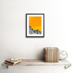 "Artery8 Wall Art Print Rooftop Birds Edinburgh Framed 9X7 in Black - Size: W7"" x H9""" - thumbnail 2