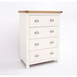 Cabinet Bits Lovere 4 Drawer Chest of Drawers Chrome Cup Handle in Off-White - thumbnail 2