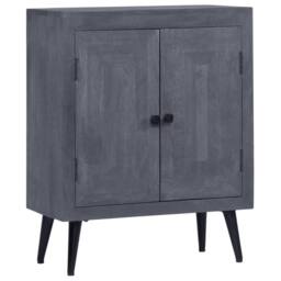 Berkfield Home Sideboard Solid Mango Wood 60x30x76 cm in Grey - Size: 60 x 30 x 76 cm - thumbnail 2