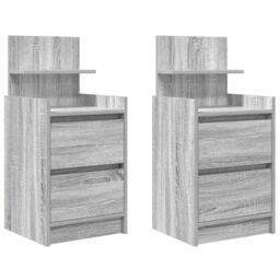 Berkfield Home Bedside Cabinets with 2 Drawers 2 pcs Grey Sonoma 38x34x80 cm - Size: 38 x 34 x 80 cm - thumbnail 2