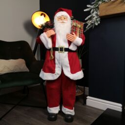 Samuel Alexander 1.1m Traditional Standing Santa Claus Christmas Decoration with Gift Sack in Red - thumbnail 1