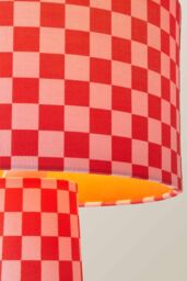 ValueLights Pritchard Pink Checkerboard Drum Shade Full Fabric Table Lamp in Bright Pink - thumbnail 4