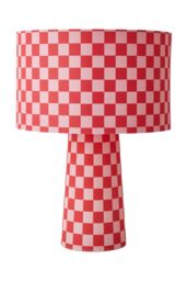 ValueLights Pritchard Pink Checkerboard Drum Shade Full Fabric Table Lamp in Bright Pink - thumbnail 6