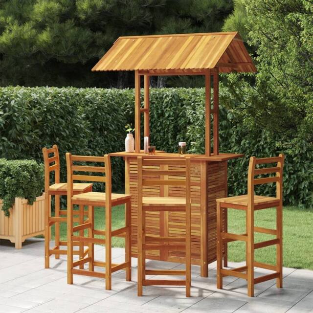 Berkfield Home 5 Piece Garden Bar Set Solid Wood Acacia in Brown - image 1