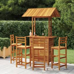 Berkfield Home 5 Piece Garden Bar Set Solid Wood Acacia in Brown - thumbnail 1