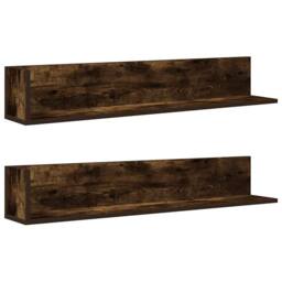Berkfield Home Wall Shelves 2 pcs Smoked Oak 100x16.5x16.5 cm Engineered Wood in Brown - thumbnail 2
