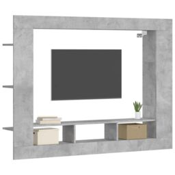 Berkfield Home TV Cabinet Concrete Grey 152x22x113 cm Engineered Wood - Size: 152 x 22 x 113 cm - thumbnail 3