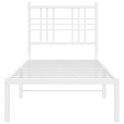 Berkfield Home Metal Bed Frame without Mattress with Headboard White 75x190cm - Size: 75x190 cm - thumbnail 4