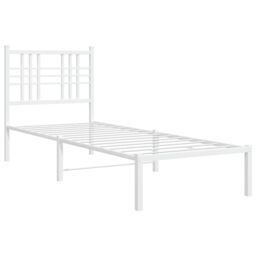 Berkfield Home Metal Bed Frame without Mattress with Headboard White 75x190cm - Size: 75x190 cm - thumbnail 3