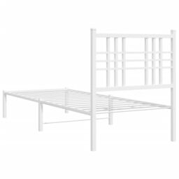 Berkfield Home Metal Bed Frame without Mattress with Headboard White 75x190cm - Size: 75x190 cm - thumbnail 6