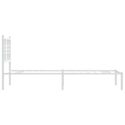 Berkfield Home Metal Bed Frame without Mattress with Headboard White 75x190cm - Size: 75x190 cm - thumbnail 5