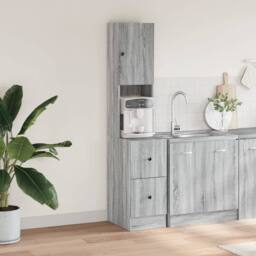 Berkfield Home Kitchen Cabinet Grey Sonoma 35x50x180 cm Engineered Wood - Size: 35 x 50 x 180 cm - thumbnail 3