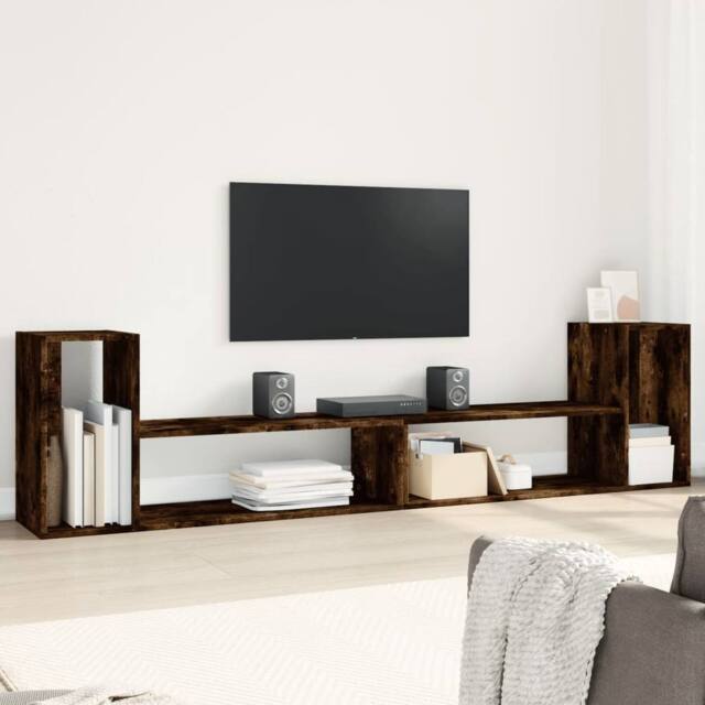 Berkfield Home TV Cabinets 2 pcs Smoked Oak 100x30x50 cm Engineered Wood in Brown - Size: 100 x 30 x 50 cm - image 1