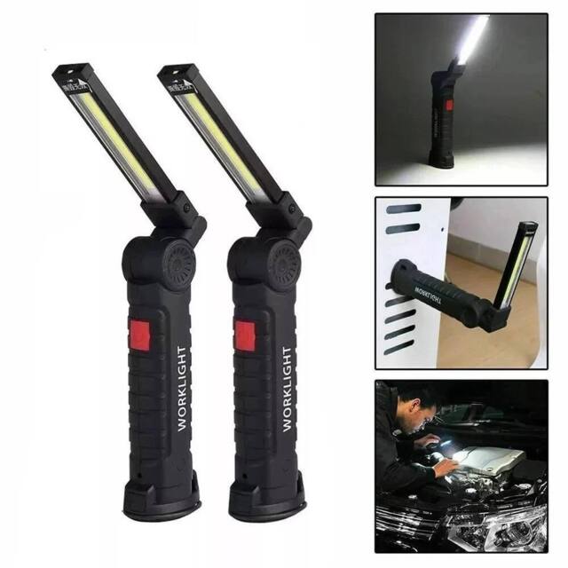 NESTLUNE 2 Pack USB Rechargeable COB Magnetic LED in Black - image 1
