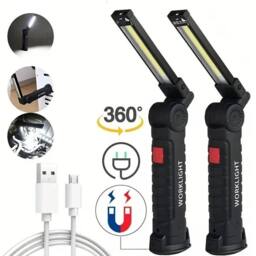 NESTLUNE 2 Pack USB Rechargeable COB Magnetic LED in Black - thumbnail 3
