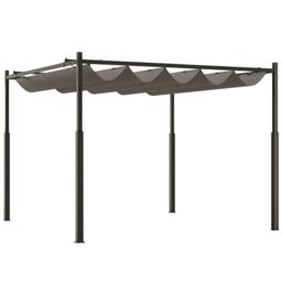 OUTSUNNY 3 x 3(m) Pergola with Retractable Roof, 80mm Metal Column, Grey - thumbnail 2