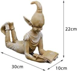 Marco Paul Elf Reading Resin Garden Ornament in Bronze - thumbnail 2
