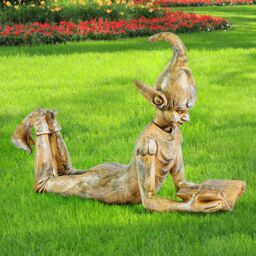 Marco Paul Elf Reading Resin Garden Ornament in Bronze - thumbnail 3