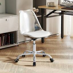 EONLION Rolling Acrylic Office Chair in White - Size: 100 cm