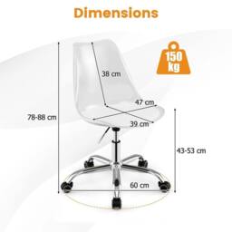 EONLION Rolling Acrylic Office Chair in White - Size: 100 cm - thumbnail 2