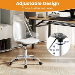 EONLION Rolling Acrylic Office Chair in White - Size: 100 cm - thumbnail 3
