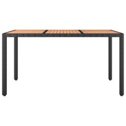 Berkfield Home Garden Table with Wooden Top Black Poly Rattan&Solid Wood Acacia - thumbnail 3