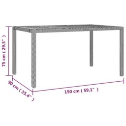 Berkfield Home Garden Table with Wooden Top Black Poly Rattan&Solid Wood Acacia - thumbnail 6