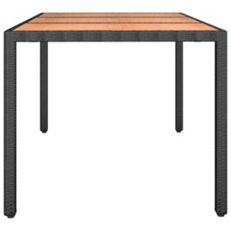 Berkfield Home Garden Table with Wooden Top Black Poly Rattan&Solid Wood Acacia - thumbnail 4