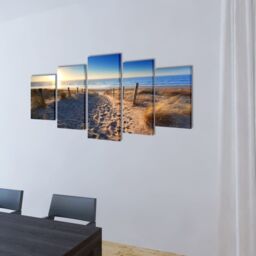 Berkfield Home Canvas Wall Print Set Sand Beach 100 x 50 cm - thumbnail 2