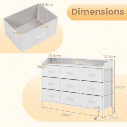 "Gymax 9-Drawer Dresser With LED Lights Charging Station TV Stand For 58"" TVs in White" - thumbnail 5