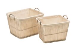 Orsina Rustic Rattan Set Of Two Washed Storage Baskets in White