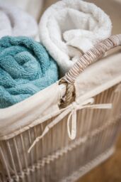 Orsina Rustic Rattan Set Of Two Washed Storage Baskets in White - thumbnail 2