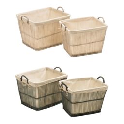 Orsina Rustic Rattan Set Of Two Washed Storage Baskets in White - thumbnail 4