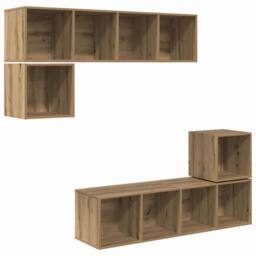 Berkfield Home 4 pcs Artisan oak 37 x 37 x 142.5 cm Engineered wood in Brown - thumbnail 1
