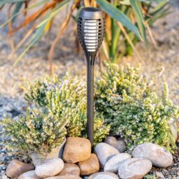 ValueLights Pack of 6 - Solar Powered Outdoor Black Spike Lights with Flame Effect - thumbnail 3