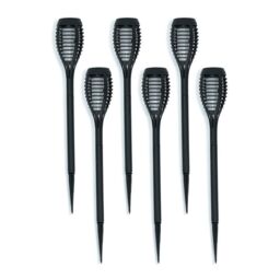ValueLights Pack of 6 - Solar Powered Outdoor Black Spike Lights with Flame Effect - thumbnail 5