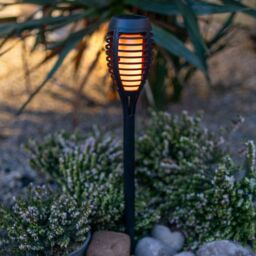 ValueLights Pack of 6 - Solar Powered Outdoor Black Spike Lights with Flame Effect - thumbnail 2