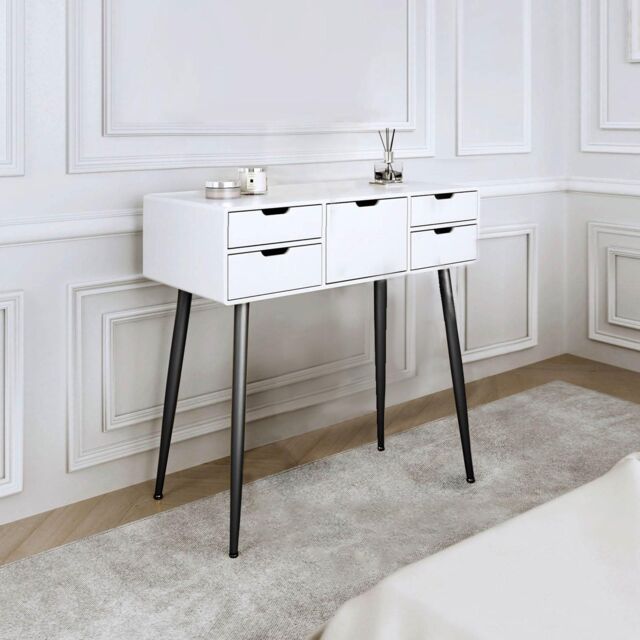 CARME HOME Gabriella Dressing Table-White/Black in White - image 1