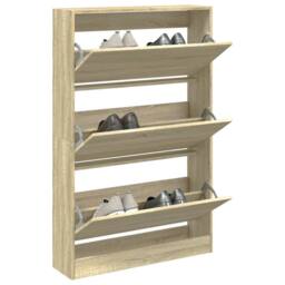 Berkfield Home Shoe Cabinet Sonoma Oak 80x21x125.5 cm Engineered Wood in Light Brown - thumbnail 2