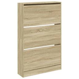 Berkfield Home Shoe Cabinet Sonoma Oak 80x21x125.5 cm Engineered Wood in Light Brown - thumbnail 4