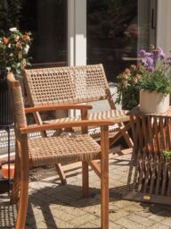 Nordlys Set of 2 Solid Acacia Wood & Rope Garden Chairs in Brown - thumbnail 3