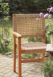 Nordlys Set of 2 Solid Acacia Wood & Rope Garden Chairs in Brown - thumbnail 4