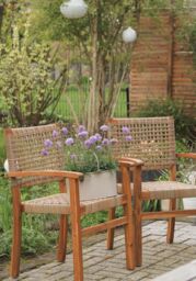 Nordlys Set of 2 Solid Acacia Wood & Rope Garden Chairs in Brown - thumbnail 2