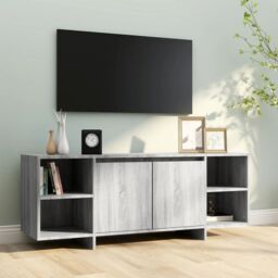 Berkfield Home TV Cabinet Grey Sonoma 130x35x50 cm Engineered Wood - Size: 130 x 35 x 50 cm - thumbnail 3